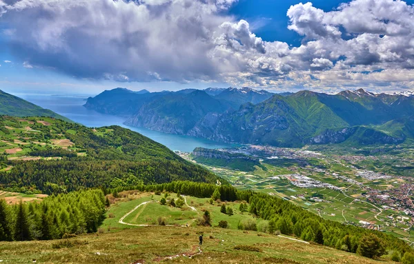 Powyżej Widok Monte Stivo Arco Riva Nago Torbole Jezioro Garda — Zdjęcie stockowe