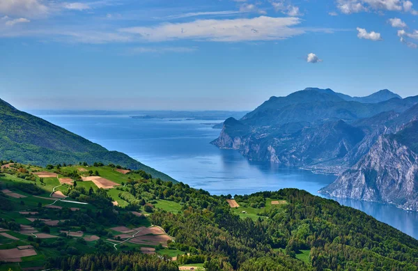 Powyżej Widok Monte Stivo Arco Riva Nago Torbole Jezioro Garda — Zdjęcie stockowe