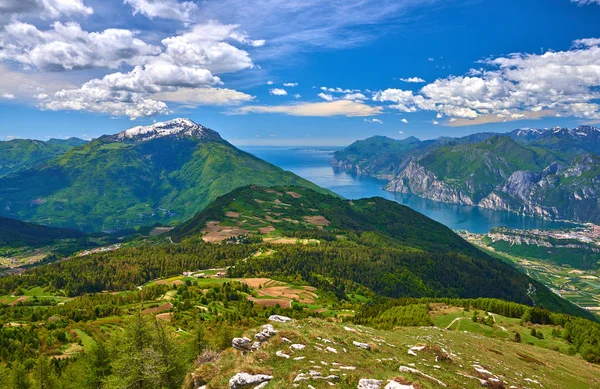 Powyżej Widok Monte Stivo Arco Riva Nago Torbole Jezioro Garda — Zdjęcie stockowe
