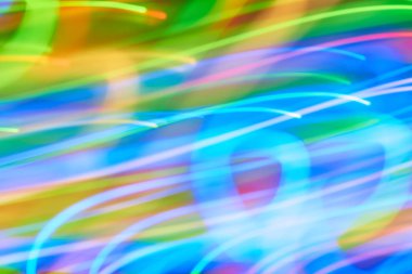 Renkli bokeh soyut odaklanmamış arka plan, renk bokeh arka plan ve doku, bulanık, şerit çizgileri uzun pozlama ile renk ve ışık hareketli