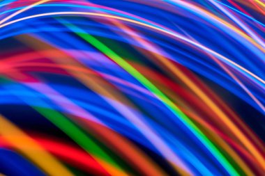 Renkli bokeh soyut odaklanmamış arka plan, renk bokeh arka plan ve doku, bulanık, şerit çizgileri uzun pozlama ile renk ve ışık hareketli