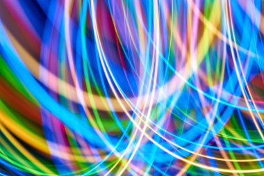 Renkli bokeh soyut odaklanmamış arka plan, renk bokeh arka plan ve doku, bulanık, şerit çizgileri uzun pozlama ile renk ve ışık hareketli