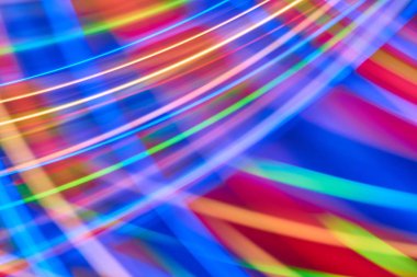 Renkli bokeh soyut odaklanmamış arka plan, renk bokeh arka plan ve doku, bulanık, şerit çizgileri uzun pozlama ile renk ve ışık hareketli