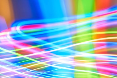 Renkli bokeh soyut odaklanmamış arka plan, renk bokeh arka plan ve doku, bulanık, şerit çizgileri uzun pozlama ile renk ve ışık hareketli