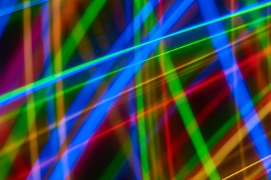 Mavi bokeh arka ışık plan ve doku, bulanık renkli bokeh soyut odaklanmamış arka planda, renkli ışık, uzun pozlama hareket ışıklar