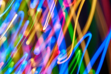 Renkli bokeh soyut odaklanmamış arka plan, renk bokeh arka plan ve doku, bulanık, şerit çizgileri uzun pozlama ile renk ve ışık hareketli