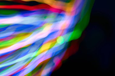 Renkli bokeh soyut odaklanmamış arka plan, renk bokeh arka plan ve doku, bulanık, şerit çizgileri uzun pozlama ile renk ve ışık hareketli