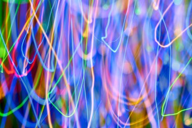 Renkli bokeh soyut odaklanmamış arka plan, renk bokeh arka plan ve doku, bulanık, şerit çizgileri uzun pozlama ile renk ve ışık hareketli