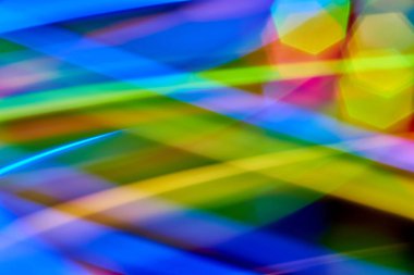 Bokeh arka ışık plan ve doku, bulanık renkli bokeh soyut odaklanmamış arka planda, renkli ışık, uzun pozlama hareket ışıklar