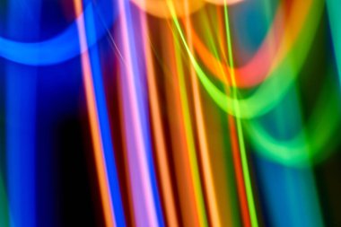 Bokeh arka ışık plan ve doku, bulanık renkli bokeh soyut odaklanmamış arka planda, renkli ışık, uzun pozlama hareket ışıklar