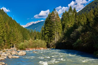 Val di Genova Pinzolo yaz aylarında, Adamello Brenta Tabiat Parkı, Kuzey Italya'nin yakınındaki Nardis şelaleler