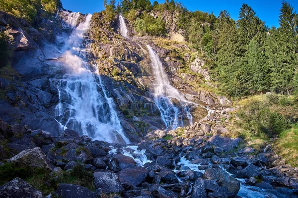 Cachoeiras Nardis Val Genova Perto Pinzolo Verão Parque Natural Adamello — Fotografia de Stock