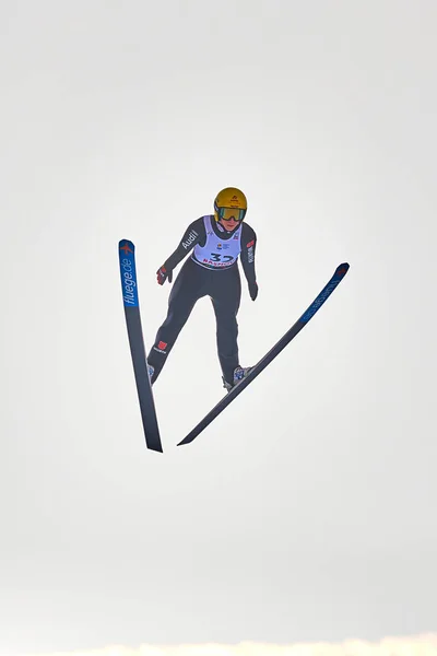 Rasnov Roemenië Januari 2019 Onbekende Schansspringer Concurreert Fis Ski Jumping — Stockfoto