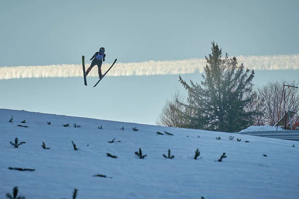 Rasnov Roumanie Janvier 2019 Sauteur Ski Inconnu Participe Coupe Monde — Photo