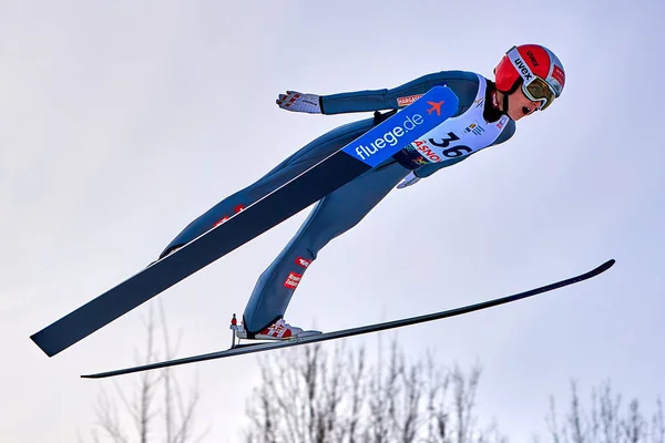 Rasnov Rumania Enero 2019 Desconocido Saltador Esquí Compite Copa Del —  Fotos de Stock