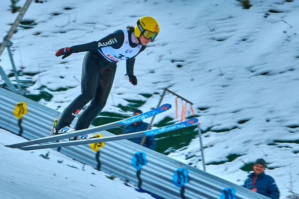 Rasnov Rumunsko Ledna 2019 Neznámý Skokan Lyžích Soutěží Fis Mistrovství — Stock fotografie