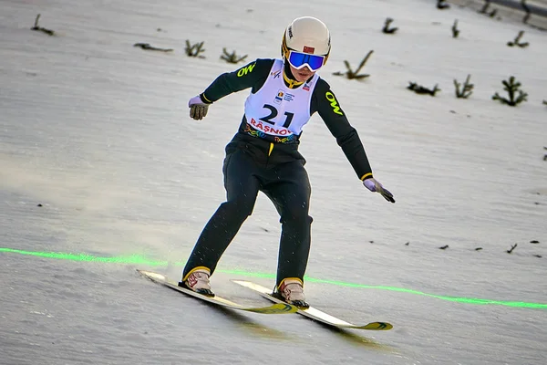 Rasnov Rumänien Januar 2019 Unbekannter Skispringer Tritt Beim Fis Skisprung — Stockfoto