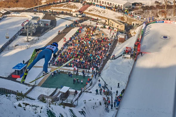 Rasnov Rumänien Januari 2019 Okänd Backhoppare Tävlar Fis Backhoppning Februari — Stockfoto