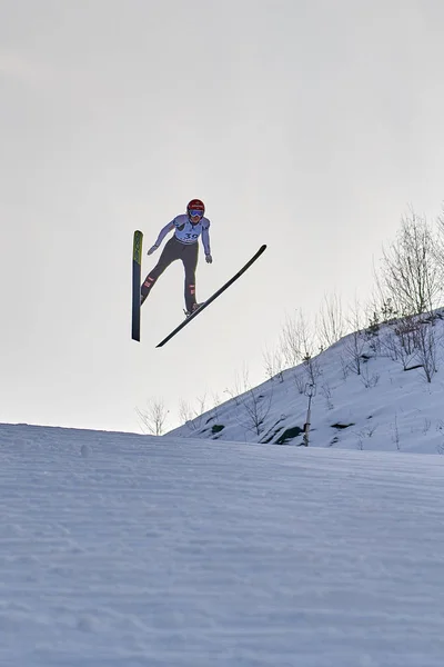 Rasnov Rumänien Januari 2019 Okänd Backhoppare Tävlar Fis Backhoppning Februari — Stockfoto