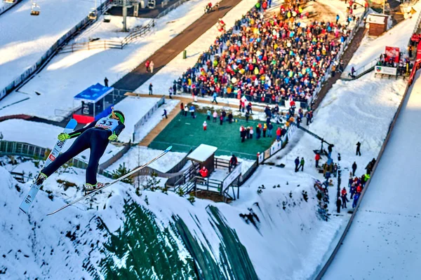 Rasnov Roemenië Januari 2019 Onbekende Schansspringer Concurreert Fis Ski Jumping — Stockfoto