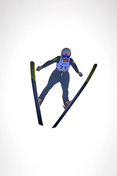 Rasnov Roumanie Janvier 2019 Sauteur Ski Inconnu Participe Coupe Monde — Photo