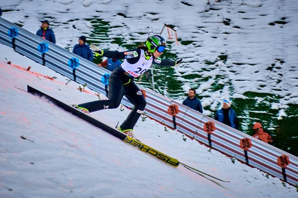 Rasnov Romania January 2019 Unknown Ski Jumper Competes Fis Ski — Stock Photo, Image