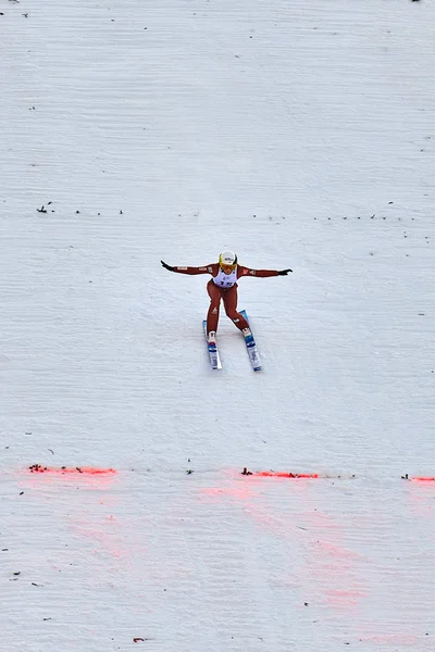 Rasnov Rumänien Januari 2019 Okänd Backhoppare Tävlar Fis Backhoppning Februari — Stockfoto