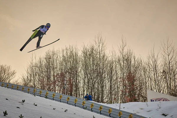 Rasnov Rumänien Januari 2019 Okänd Backhoppare Tävlar Fis Backhoppning Februari — Stockfoto