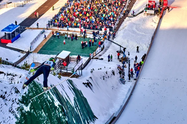 Rasnov Rumania Enero 2019 Desconocido Saltador Esquí Compite Copa Del — Foto de Stock