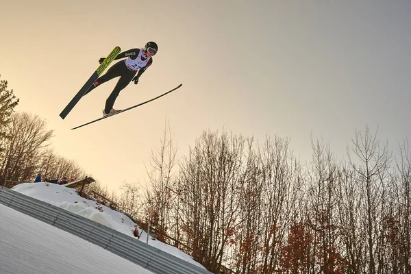 Rasnov Rumunsko Ledna 2019 Neznámý Skokan Lyžích Soutěží Fis Mistrovství — Stock fotografie