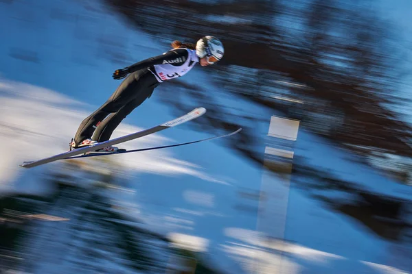 Rasnov Rumania Enero 2019 Desconocido Saltador Esquí Compite Copa Del — Foto de Stock