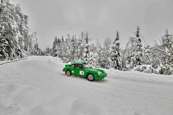 Covasna Romania Enero 2019 Vehículo Viejo Participando Historic Winter Rally — Foto de Stock