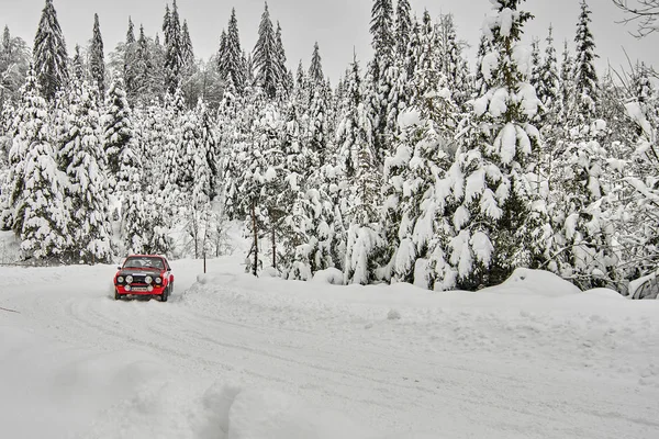 Covasna Romania Enero 2019 Vehículo Viejo Participando Historic Winter Rally — Foto de Stock