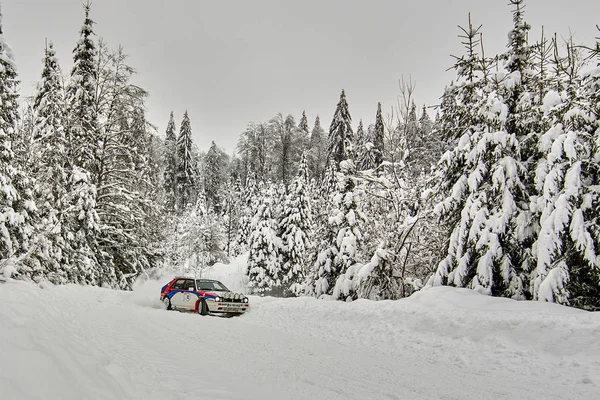 Covasna Romania Enero 2019 Vehículo Viejo Participando Historic Winter Rally — Foto de Stock