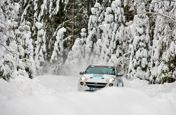 Covasna Romania Enero 2019 Vehículo Viejo Participando Historic Winter Rally — Foto de Stock