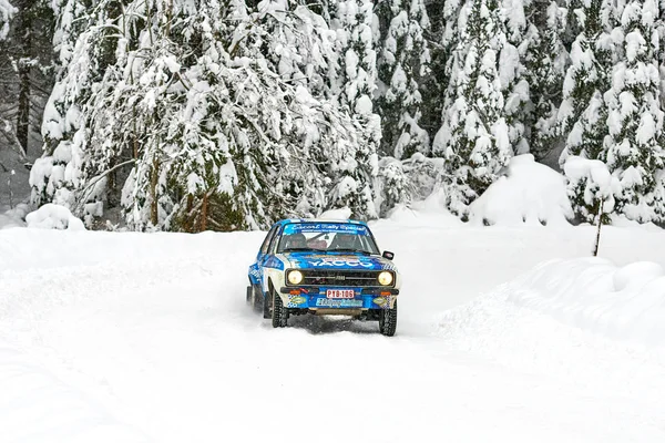 Covasna Romania Enero 2019 Vehículo Viejo Participando Historic Winter Rally — Foto de Stock