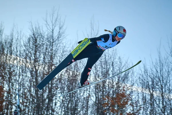 Rasnov Romênia Janeiro 2019 Salta Esqui Desconhecido Compete Copa Mundo — Fotografia de Stock