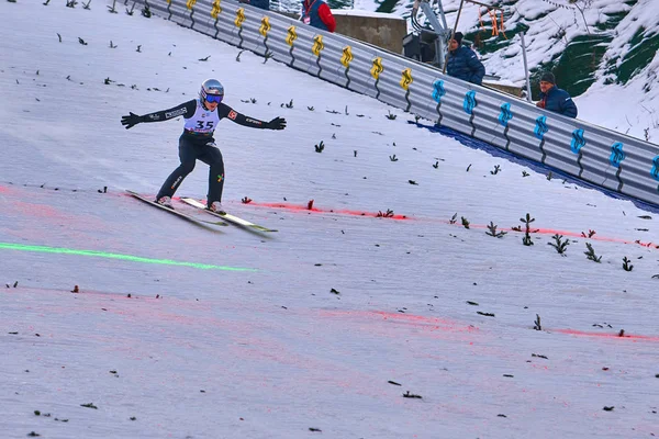 Rasnov Roumanie Janvier 2019 Sauteur Ski Inconnu Participe Coupe Monde — Photo