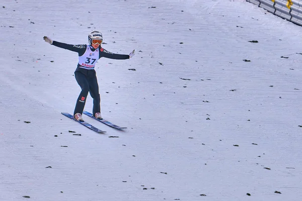 Rasnov Roumanie Janvier 2019 Sauteur Ski Inconnu Participe Coupe Monde — Photo