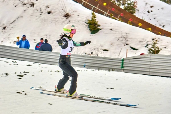 Rasnov Roemenië Januari 2019 Onbekende Schansspringer Concurreert Fis Ski Jumping — Stockfoto