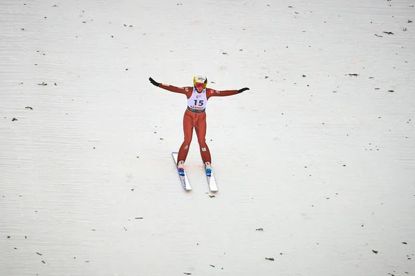 Rasnov Roumanie Janvier 2019 Sauteur Ski Inconnu Participe Coupe Monde — Photo