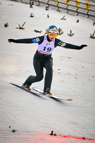 Rasnov Rumänien Januari 2019 Okänd Backhoppare Tävlar Fis Backhoppning Februari — Stockfoto