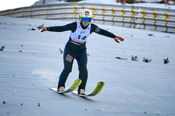 Rasnov Rumunia Stycznia 2019 Nieznany Skoczek Narciarski Konkuruje Fis Ski — Zdjęcie stockowe