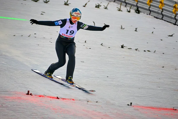 Rasnov Rumänien Januari 2019 Okänd Backhoppare Tävlar Fis Backhoppning Februari — Stockfoto