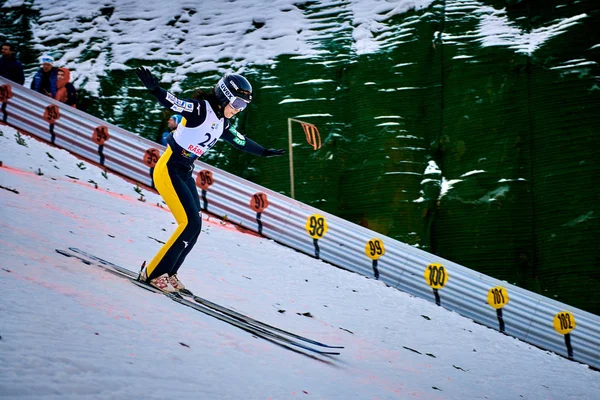 Rasnov Romania January 2019 Unknown Ski Jumper Competes Fis Ski — Stock Photo, Image