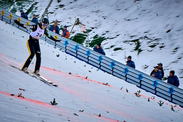 Rasnov Romania January 2019 Unknown Ski Jumper Competes Fis Ski — Stock Photo, Image