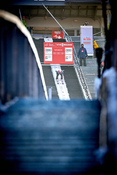 Rasnov Roumanie Janvier 2019 Sauteur Ski Inconnu Participe Coupe Monde — Photo