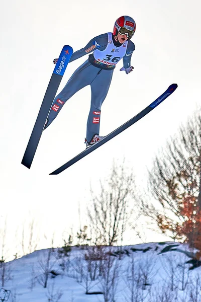 Rasnov Rumunsko Ledna 2019 Neznámý Skokan Lyžích Soutěží Fis Mistrovství — Stock fotografie