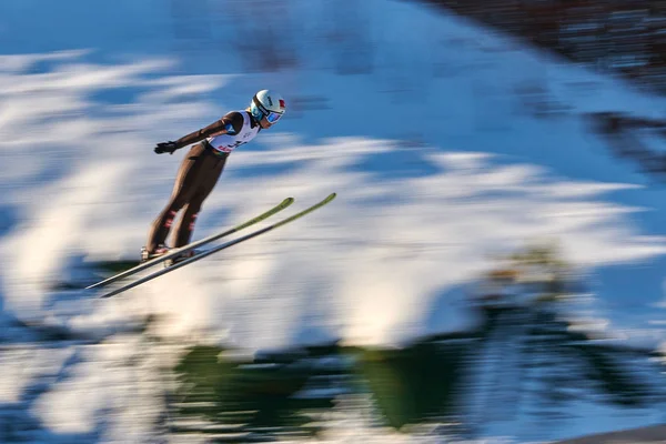 Rasnov Rumunia Stycznia 2019 Nieznany Skoczek Narciarski Konkuruje Fis Ski — Zdjęcie stockowe