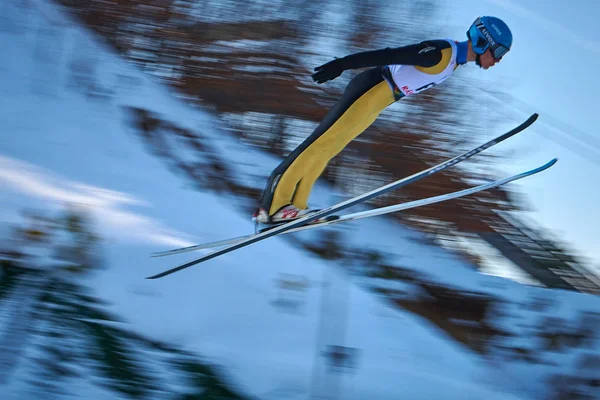 Rasnov Rumania Enero 2019 Desconocido Saltador Esquí Compite Copa Del —  Fotos de Stock